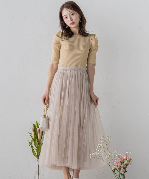 QUEENS COURT（クイーンズコート）の「チュールドッキングワンピ≪手洗い可能≫（ワンピース・レディース・ベージュ/ブラック/グレー・M）」の19枚目の写真