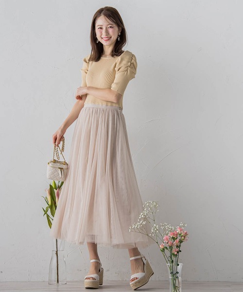 QUEENS COURT（クイーンズコート）の「チュールドッキングワンピ≪手洗い可能≫（ワンピース・レディース・ベージュ/ブラック/グレー・M）」の10枚目の写真
