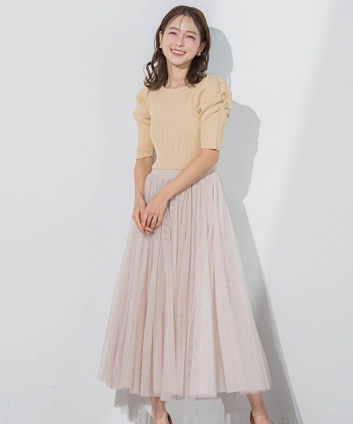QUEENS COURT（クイーンズコート）の「チュールドッキングワンピ≪手洗い可能≫（ワンピース・レディース・ベージュ/ブラック/グレー・M）」の13枚目の写真