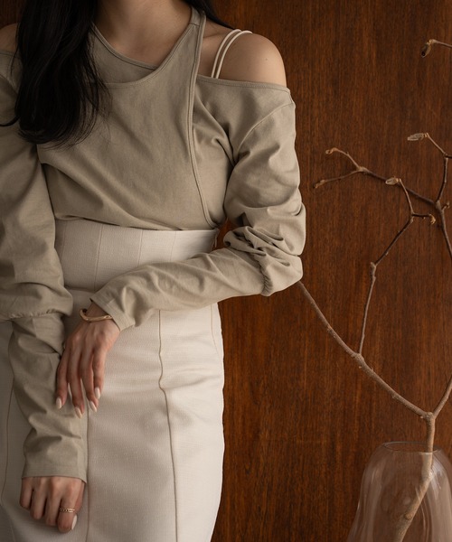 mideal(マイディール)の「fake layered pull over / フェイクレイヤードプルオーバー(Tシャツ/カットソー・レディース・ライトピンク/杢グレー/ライトカーキ・FREE)」の3枚目の写真