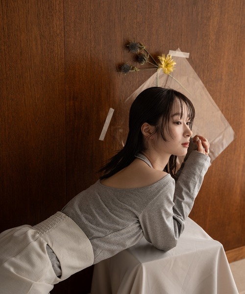 mideal(マイディール)の「fake layered pull over / フェイクレイヤードプルオーバー(Tシャツ/カットソー・レディース・ライトピンク/杢グレー/ライトカーキ・FREE)」の16枚目の写真