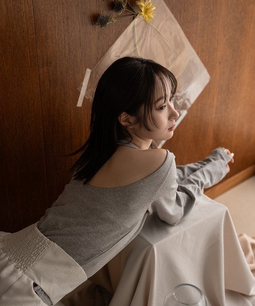 mideal(マイディール)の「fake layered pull over / フェイクレイヤードプルオーバー(Tシャツ/カットソー・レディース・ライトピンク/杢グレー/ライトカーキ・FREE)」の8枚目の写真