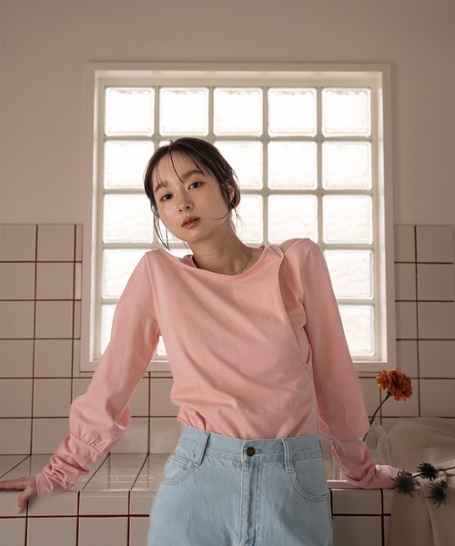 mideal(マイディール)の「fake layered pull over / フェイクレイヤードプルオーバー(Tシャツ/カットソー・レディース・ライトピンク/杢グレー/ライトカーキ・FREE)」の10枚目の写真