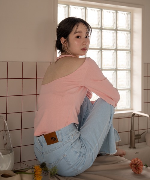 mideal(マイディール)の「fake layered pull over / フェイクレイヤードプルオーバー(Tシャツ/カットソー・レディース・ライトピンク/杢グレー/ライトカーキ・FREE)」の6枚目の写真