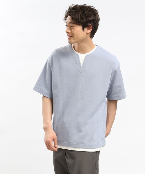 GLOBAL WORK Smile Seed Store（グローバルワーク スマイルシードストア）の「ダブルフェイスレイヤードTシャツ/984173（Tシャツ/カットソー・メンズ・サックスブルー/グレイッシュベージュ/ブラック/ネイビー・LARGE/SMALL/MEDIUM/X-LARGE）」の4枚目の写真