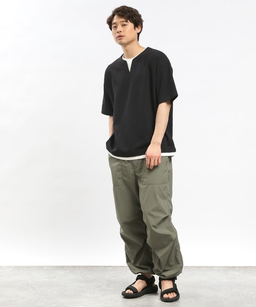 GLOBAL WORK Smile Seed Store（グローバルワーク スマイルシードストア）の「ダブルフェイスレイヤードTシャツ/984173（Tシャツ/カットソー・メンズ・サックスブルー/グレイッシュベージュ/ブラック/ネイビー・LARGE/SMALL/MEDIUM/X-LARGE）」の6枚目の写真