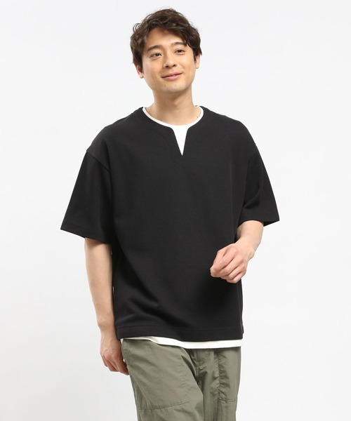 GLOBAL WORK Smile Seed Store（グローバルワーク スマイルシードストア）の「ダブルフェイスレイヤードTシャツ/984173（Tシャツ/カットソー・メンズ・サックスブルー/グレイッシュベージュ/ブラック/ネイビー・LARGE/SMALL/MEDIUM/X-LARGE）」の8枚目の写真