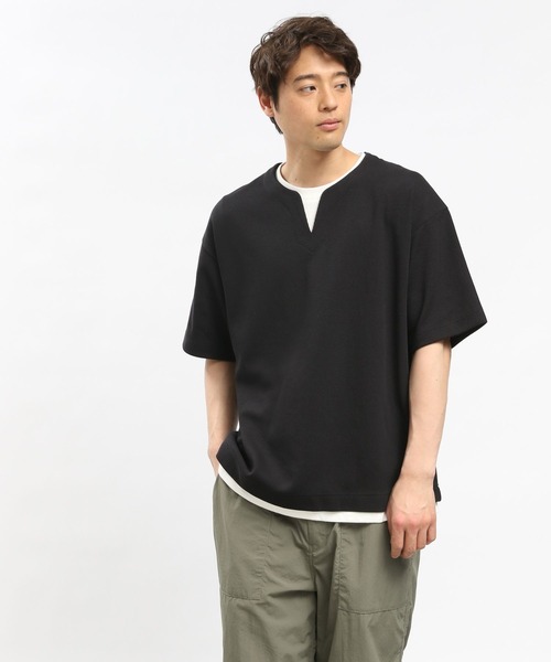 GLOBAL WORK Smile Seed Store（グローバルワーク スマイルシードストア）の「ダブルフェイスレイヤードTシャツ/984173（Tシャツ/カットソー・メンズ・サックスブルー/グレイッシュベージュ/ブラック/ネイビー・LARGE/SMALL/MEDIUM/X-LARGE）」の9枚目の写真