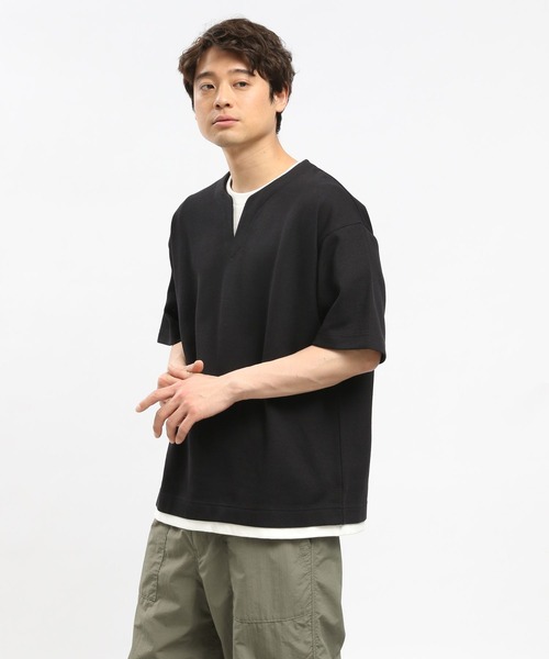 GLOBAL WORK Smile Seed Store（グローバルワーク スマイルシードストア）の「ダブルフェイスレイヤードTシャツ/984173（Tシャツ/カットソー・メンズ・サックスブルー/グレイッシュベージュ/ブラック/ネイビー・LARGE/SMALL/MEDIUM/X-LARGE）」の10枚目の写真