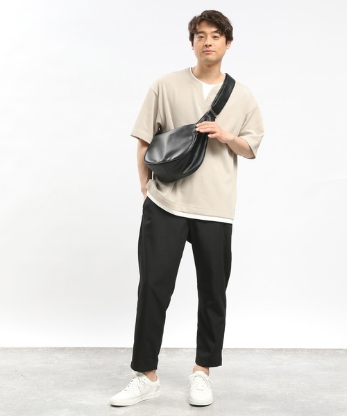 GLOBAL WORK Smile Seed Store（グローバルワーク スマイルシードストア）の「ダブルフェイスレイヤードTシャツ/984173（Tシャツ/カットソー・メンズ・サックスブルー/グレイッシュベージュ/ブラック/ネイビー・LARGE/SMALL/MEDIUM/X-LARGE）」の12枚目の写真