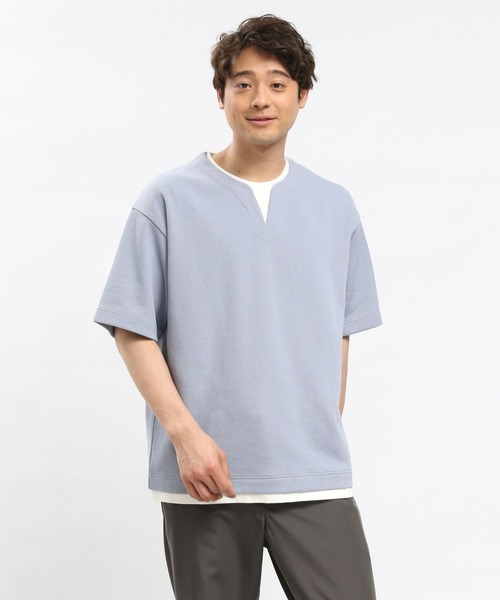 GLOBAL WORK Smile Seed Store（グローバルワーク スマイルシードストア）の「ダブルフェイスレイヤードTシャツ/984173（Tシャツ/カットソー・メンズ・サックスブルー/グレイッシュベージュ/ブラック/ネイビー・LARGE/SMALL/MEDIUM/X-LARGE）」の21枚目の写真