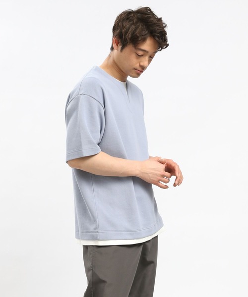 GLOBAL WORK Smile Seed Store（グローバルワーク スマイルシードストア）の「ダブルフェイスレイヤードTシャツ/984173（Tシャツ/カットソー・メンズ・サックスブルー/グレイッシュベージュ/ブラック/ネイビー・LARGE/SMALL/MEDIUM/X-LARGE）」の22枚目の写真