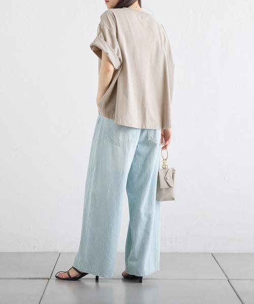 PUAL CE CIN(ピュアルセシン)の「【S/Mサイズ展開】ワイドバギーコットンリネンデニム(デニムパンツ・レディース・インディゴブルー/サックスブルー・MEDIUM/SMALL)」の16枚目の写真