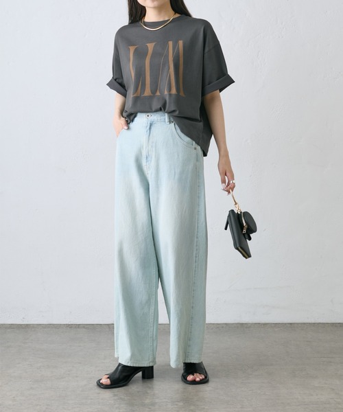 PUAL CE CIN(ピュアルセシン)の「【S/Mサイズ展開】ワイドバギーコットンリネンデニム(デニムパンツ・レディース・インディゴブルー/サックスブルー・MEDIUM/SMALL)」の6枚目の写真