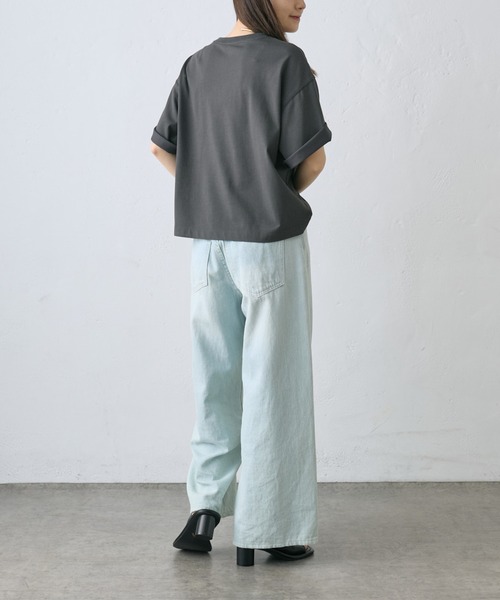 PUAL CE CIN(ピュアルセシン)の「【S/Mサイズ展開】ワイドバギーコットンリネンデニム(デニムパンツ・レディース・インディゴブルー/サックスブルー・MEDIUM/SMALL)」の7枚目の写真