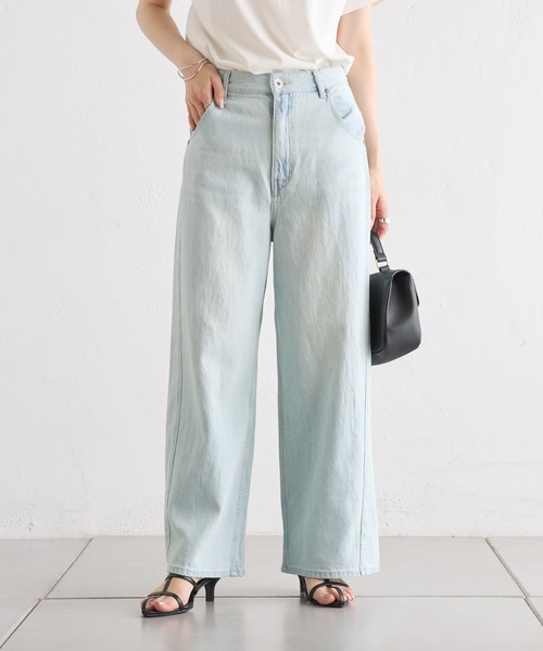 PUAL CE CIN(ピュアルセシン)の「【S/Mサイズ展開】ワイドバギーコットンリネンデニム(デニムパンツ・レディース・インディゴブルー/サックスブルー・MEDIUM/SMALL)」の10枚目の写真