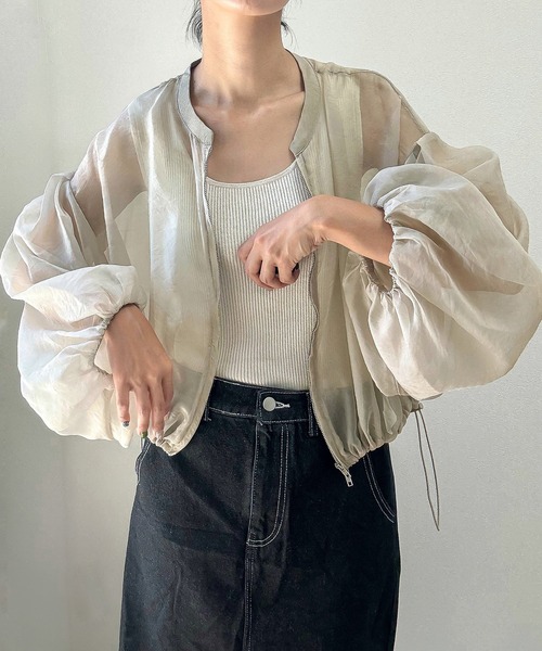 JUNOAH（ジュノア）の「ダブルジップシアーブルゾン（ブルゾン・レディース・ブラック/クリーム/グレイッシュベージュ・LARGE/MEDIUM/X-LARGE）」の3枚目の写真