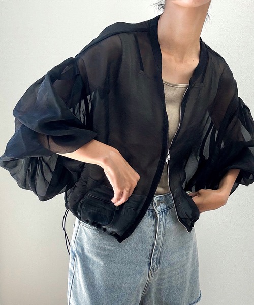 【試着のみ】ダブルジップ　シアーブルゾン Lajour｜ダブルジップ シアーブルゾン | Rakuten Fashion(楽天