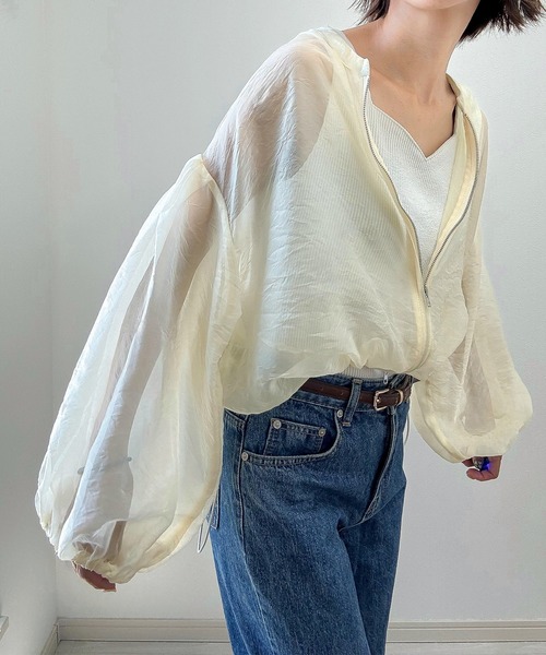 JUNOAH（ジュノア）の「ダブルジップシアーブルゾン（ブルゾン・レディース・ブラック/クリーム/グレイッシュベージュ・LARGE/MEDIUM/X-LARGE）」の10枚目の写真