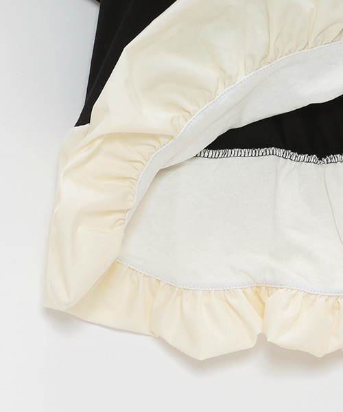 petit main LIEN（プティマインリアン）の「【LADIES】切替裾バルーントップス（Tシャツ/カットソー・レディース・マルチ/ブラック/オフホワイト/ネイビー・FREE）」の6枚目の写真