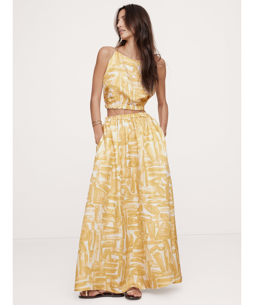 BANANA REPUBLIC バナリパ 2 シルク スカート ピコ レース BANANA REPUBLIC公式オンラインストア | シルククレープ ミディ