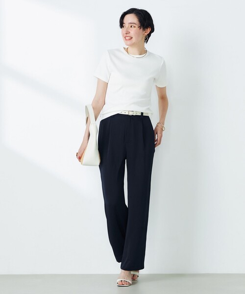 NOLLEY’S（ノーリーズ）の「コンパクトベアテレコクルーネック半袖Tシャツ（Tシャツ/カットソー・レディース・ホワイト/ネイビー/ブラック・FREE）」の10枚目の写真