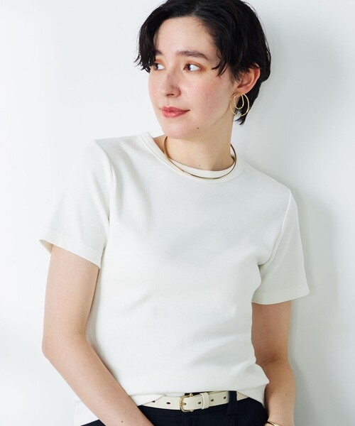 NOLLEY’S（ノーリーズ）の「コンパクトベアテレコクルーネック半袖Tシャツ（Tシャツ/カットソー・レディース・ホワイト/ネイビー/ブラック・FREE）」の14枚目の写真