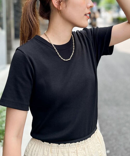 NOLLEY’S（ノーリーズ）の「コンパクトベアテレコクルーネック半袖Tシャツ（Tシャツ/カットソー・レディース・ホワイト/ネイビー/ブラック・FREE）」の22枚目の写真