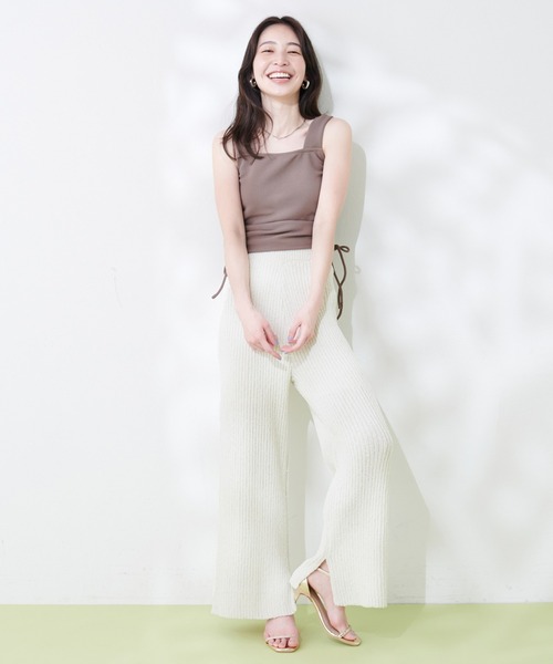 natural couture(ナチュラルクチュール)の「ネップヤーンニットパンツ(その他パンツ・レディース・オフホワイト/カーキ/ブルー/その他1・FREE)」の1枚目の写真