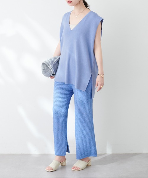 natural couture(ナチュラルクチュール)の「ネップヤーンニットパンツ(その他パンツ・レディース・オフホワイト/カーキ/ブルー/その他1・FREE)」の3枚目の写真