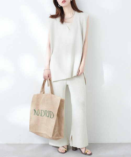 natural couture(ナチュラルクチュール)の「ネップヤーンニットパンツ(その他パンツ・レディース・オフホワイト/カーキ/ブルー/その他1・FREE)」の14枚目の写真