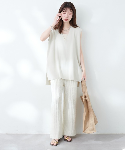 natural couture(ナチュラルクチュール)の「ネップヤーンニットパンツ(その他パンツ・レディース・オフホワイト/カーキ/ブルー/その他1・FREE)」の15枚目の写真