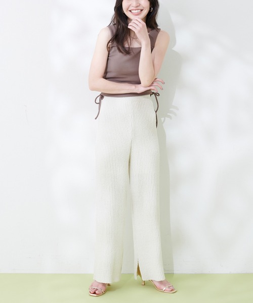 natural couture(ナチュラルクチュール)の「ネップヤーンニットパンツ(その他パンツ・レディース・オフホワイト/カーキ/ブルー/その他1・FREE)」の7枚目の写真