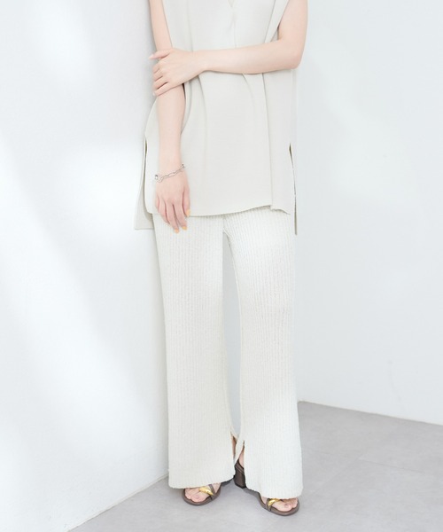 natural couture(ナチュラルクチュール)の「ネップヤーンニットパンツ(その他パンツ・レディース・オフホワイト/カーキ/ブルー/その他1・FREE)」の11枚目の写真