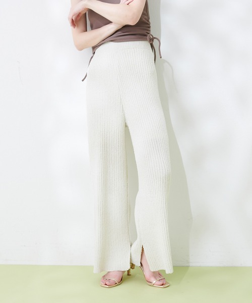 natural couture(ナチュラルクチュール)の「ネップヤーンニットパンツ(その他パンツ・レディース・オフホワイト/カーキ/ブルー/その他1・FREE)」の5枚目の写真
