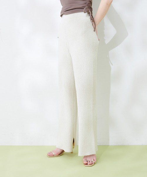 natural couture(ナチュラルクチュール)の「ネップヤーンニットパンツ(その他パンツ・レディース・オフホワイト/カーキ/ブルー/その他1・FREE)」の6枚目の写真