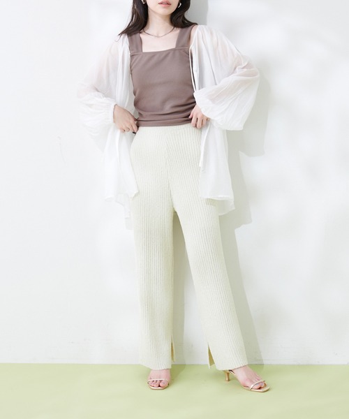 natural couture(ナチュラルクチュール)の「ネップヤーンニットパンツ(その他パンツ・レディース・オフホワイト/カーキ/ブルー/その他1・FREE)」の9枚目の写真