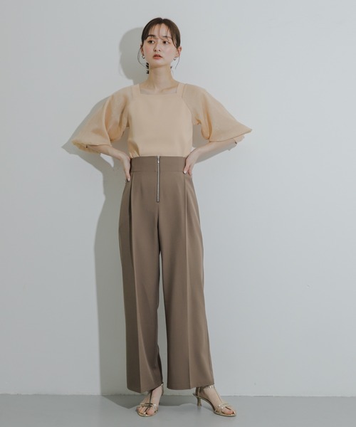 HEYUMM（ヘユム）の「シアーボリュームスリーブセーター(5分袖)（ニット/セーター・レディース・ブラック/オレンジ/ライトブルー・ONE）」の16枚目の写真