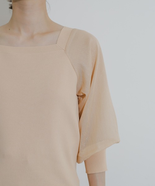 HEYUMM（ヘユム）の「シアーボリュームスリーブセーター(5分袖)（ニット/セーター・レディース・ブラック/オレンジ/ライトブルー・ONE）」の17枚目の写真