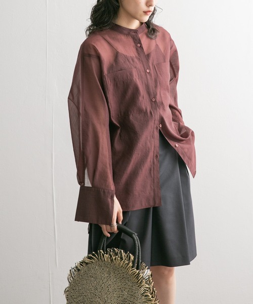 KBF（ケイビーエフ）の「ドルマンシアーシャツ（シャツ/ブラウス・レディース・アイボリー/バーガンディー/ネイビー・ONE）」の3枚目の写真