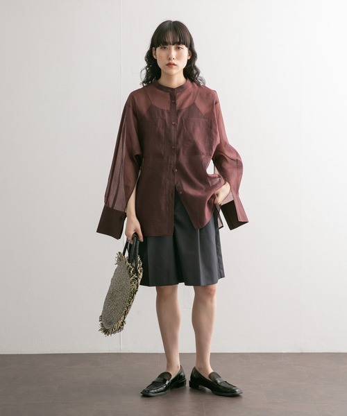 KBF（ケイビーエフ）の「ドルマンシアーシャツ（シャツ/ブラウス・レディース・アイボリー/バーガンディー/ネイビー・ONE）」の4枚目の写真