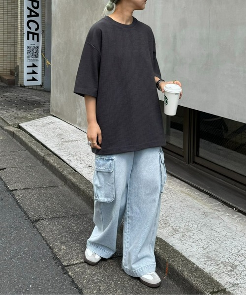 CIAOPANIC TYPY(チャオパニックティピー)の「テックワッフルリンガーTee(Tシャツ/カットソー・メンズ・チャコールグレー/ライトグレー/カーキ/オレンジ・MEDIUM/LARGE)」の8枚目の写真