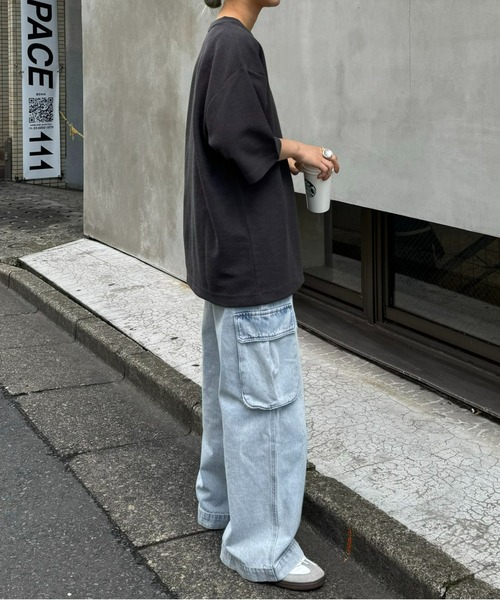 CIAOPANIC TYPY(チャオパニックティピー)の「テックワッフルリンガーTee(Tシャツ/カットソー・メンズ・チャコールグレー/ライトグレー/カーキ/オレンジ・MEDIUM/LARGE)」の9枚目の写真