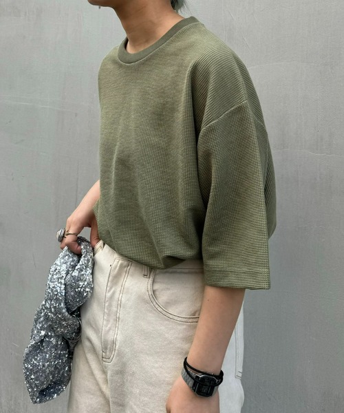 CIAOPANIC TYPY(チャオパニックティピー)の「テックワッフルリンガーTee(Tシャツ/カットソー・メンズ・チャコールグレー/ライトグレー/カーキ/オレンジ・MEDIUM/LARGE)」の11枚目の写真