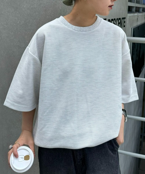 CIAOPANIC TYPY(チャオパニックティピー)の「テックワッフルリンガーTee(Tシャツ/カットソー・メンズ・チャコールグレー/ライトグレー/カーキ/オレンジ・MEDIUM/LARGE)」の15枚目の写真