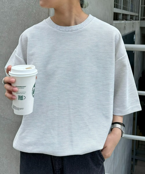 CIAOPANIC TYPY(チャオパニックティピー)の「テックワッフルリンガーTee(Tシャツ/カットソー・メンズ・チャコールグレー/ライトグレー/カーキ/オレンジ・MEDIUM/LARGE)」の14枚目の写真