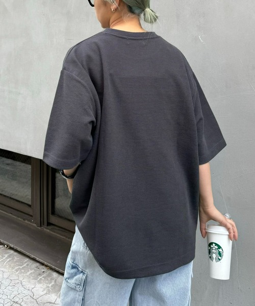 CIAOPANIC TYPY(チャオパニックティピー)の「テックワッフルリンガーTee(Tシャツ/カットソー・メンズ・チャコールグレー/ライトグレー/カーキ/オレンジ・MEDIUM/LARGE)」の7枚目の写真