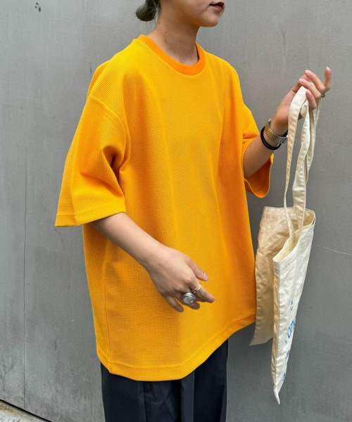 CIAOPANIC TYPY(チャオパニックティピー)の「テックワッフルリンガーTee(Tシャツ/カットソー・メンズ・チャコールグレー/ライトグレー/カーキ/オレンジ・MEDIUM/LARGE)」の19枚目の写真