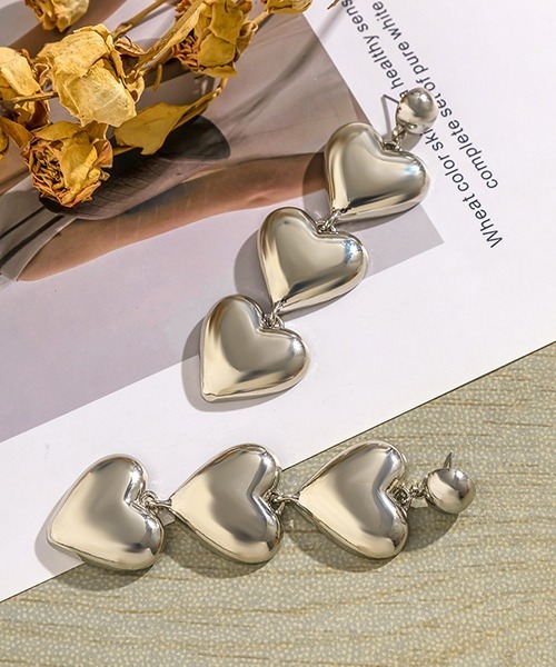 c.u.l（シーユーエル）の「3連ハートピアス（両耳用） cula888（ピアス（両耳用）・レディース・シルバー/ゴールド・FREE）」の4枚目の写真