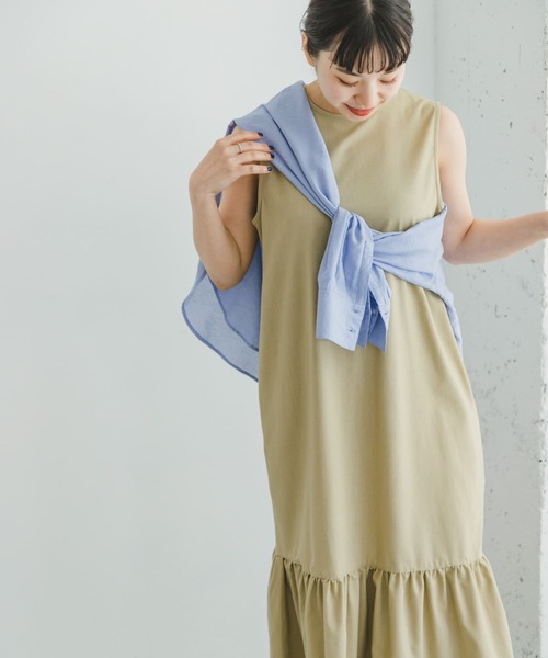 ITEMS URBANRESEARCH（アイテムズ アーバンリサーチ）の「リネンノースリーブワンピース（ワンピース・レディース・グリーン/ブラック/ベージュ・FREE）」の5枚目の写真
